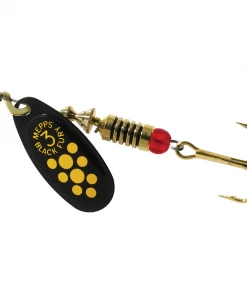 Cheap 😀 Mepps Comet Black Fury Yellow Dot No.4 - Spinners ⌛