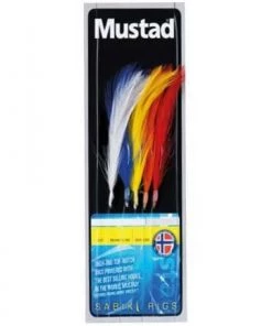 Discount 🛒 Mustad 5 Hook Multi Colour Feathers Rig - Feathers & traces 🧨
