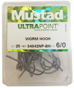 Cheap 🤩 Mustad (BOX) 34042NP-BN Worm Hook - Hooks 🥰