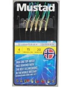 Best Sale ⌛ Mustad Bi-Colour Fish Skin Rigs - Feathers & traces 👍